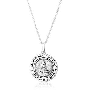 Vanbelle Sterling Silver Jewelry Sacred Heart of Jesus Medal Pendant Necklace